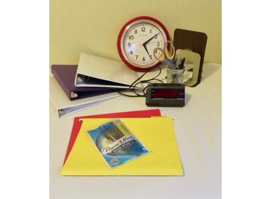 Office Supplies & Wall Clock