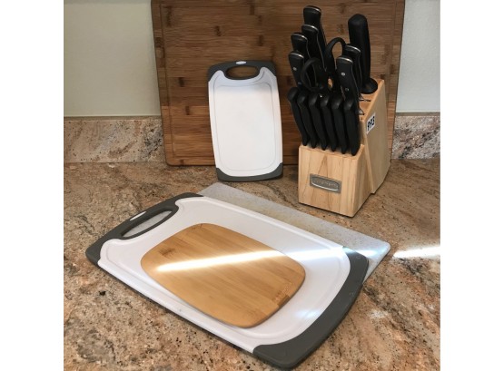 Cuisinart Knife Set In Block W/Cutting Boards