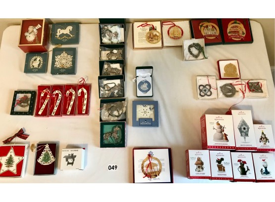 Assortment Of Commemerative & Collectable Christmas Ornaments W/Storage Container