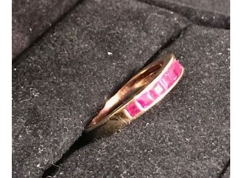 14K Gold Ring W/Channel Set Stones, Likely Rubies
