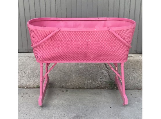 Pink Vintage Folding Baby Bassinet
