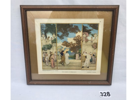 Framed Maxfield Parrish 'Garden Of Opportunity' Period Print