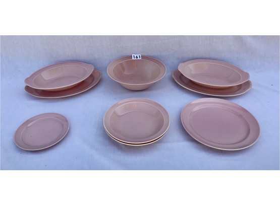 9 Pieces Of Pink Mid Century Lu-Ray Dinnerware