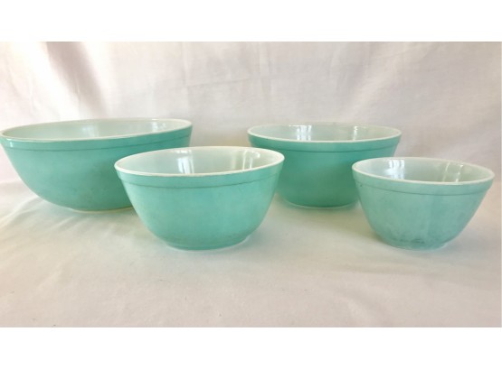 Vintage Pyrex Rare Turquoise Mixing Bowl Set, 401,402, 403, 404