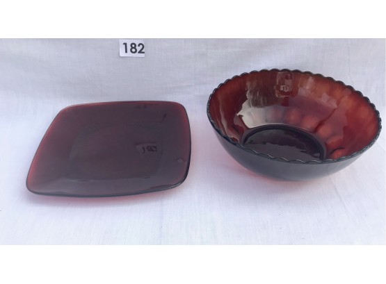 2 Pieces Of Red Depression Glass