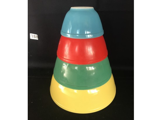 Vintage Pyrex Primary Colors Mixing Bowl Set, 401, 402, 403, 404