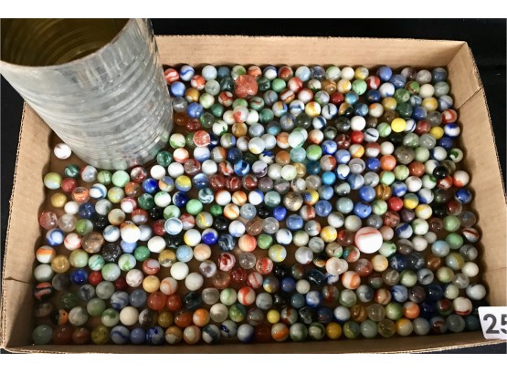 Huge Lot Of Vintage Marbles In Coffee Can