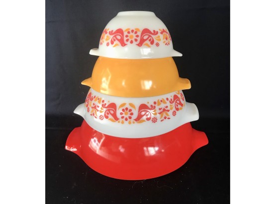 Vintage Pyrex 'Friendship' Nesting Cinderella Mixing Bowls, 401, 402, 403, 404