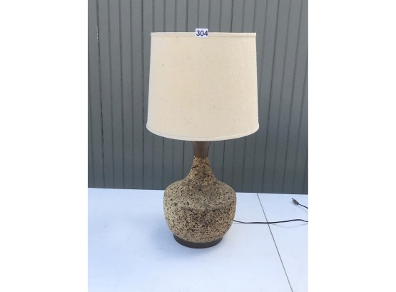 Amazing Mid Century Cork Table Lamp W/Shade