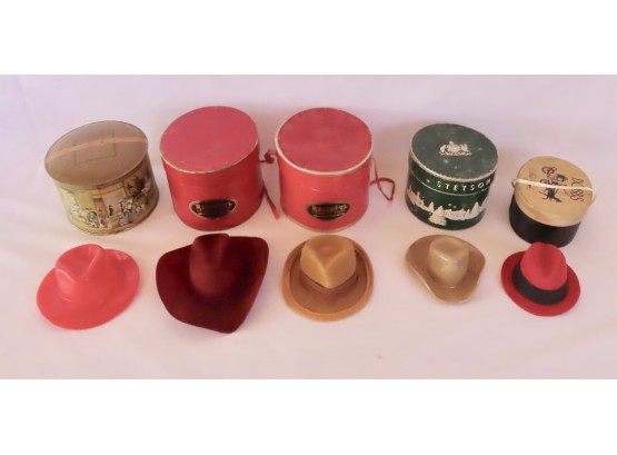 4 Antique Salesman Sample Hats In Boxes