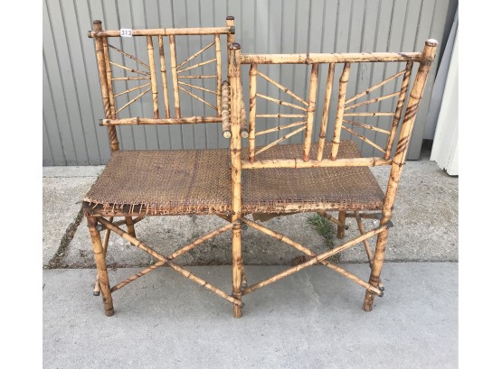 Antique Rattan Conversation Chairs