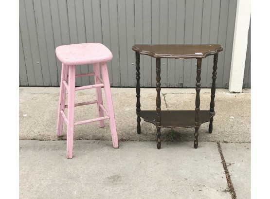 Cute Chippie Stool And Demilune Table