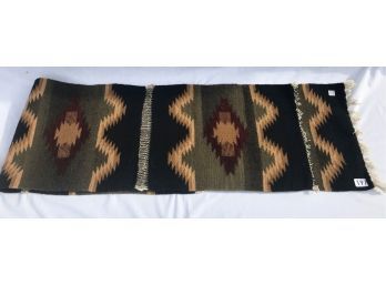 100% Wool Zapotec Indian Weaving In Dark Earth Tones