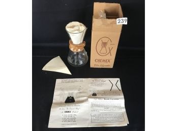 Vintage Chemex Coffee Maker W/Instruction Booklet, Filters, & Box