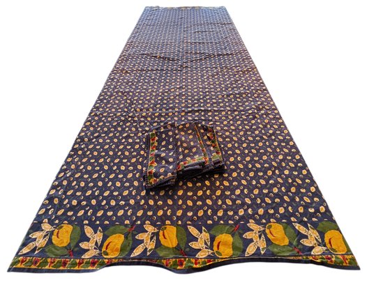 Table Cloth- Blue & Yellow With Napkins 100 X 66