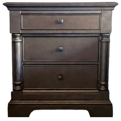 PAIR OF NIGHTSTANDS- 3 Drawer Nightstands In A Brown/ Gold Finish