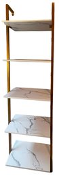 Ladder Bookshelf- Marble Shelves With Gold Metal Brackets