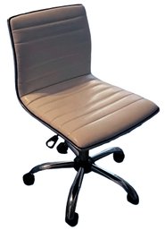 Vinyl Desk Chair- Adjustable, White Vinyl With Chrome Legs