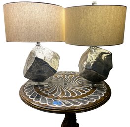 Pair Of Sliver Stone Lamps