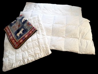 Lot Of 4- Down Comforters & Fleece Blanket