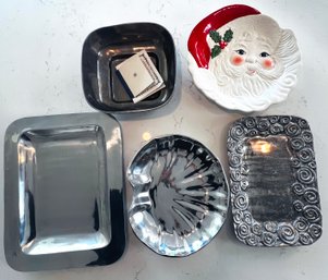 Platters- Lot Of 5, 3 Of Which Are Old Town Imports (signed) / Pewter