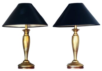 PAIR OF LAMPS- Gold Base With Black Shade