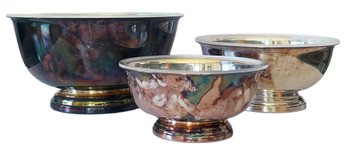 GORHAM SILVER ORIGINALS- Lot Of 3- Silver Bowls W Plastic Inserts