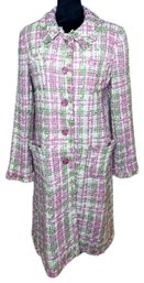 MARVIN RICHARDS- Dress Coat, Pink, White & Green Plaid, Size- Lg