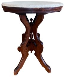 ANTIQUE MARBLE TOP TABLE- A Victorian Marble Top Table, Oval Top