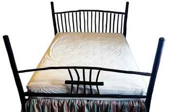 AMISH SUNBURST HICKORY KING BED, (mattress Is Not Included)