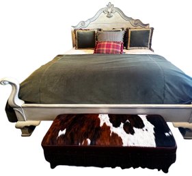 BEDDING SET FOR A KING BED- Green Velvet  Throw & Decorative Pillows, (Pillows & Comforters Are Not Included)