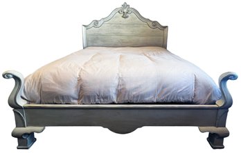 WHITEWASH FRENCH STYLE KING BED- Mattress Is Not Included