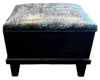 CEDAR CHEST- Embossed Turquoise And Brown Seat