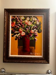 CANVAS PAINTING- Flowers In Red Vase