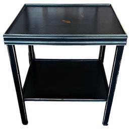 SIDE TABLE WITH SHELF- Black With Gold Trim