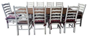 Farmhouse Dining Table With 10 Chairs