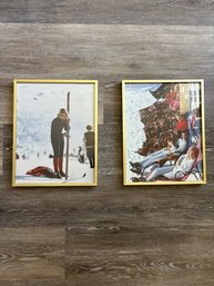 Art- Pair Of Vintage Ski Prints