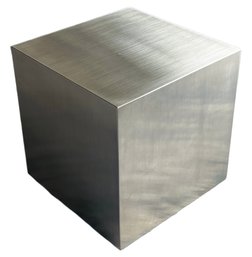 Brushed Silver Metal End Table, Square Top