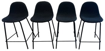 Barstools With Black Plush Boulce Fabric