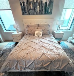 THRESHOLD- Queen Bedding- Grey Comforter, Euro Pillows And Shams