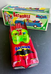 BATMOBILE TIN RED CIEN GE TOYS TAIWAN BATMAN ROBIN- WORKS-WE CAN SHIP!