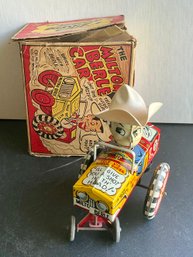 MARX TOYS 1950'S MILTON BERLE SUPER CRAZY CAR 7' TIN LITHO WIND UP W/BOX -WORKS- WE CAN SHIP!