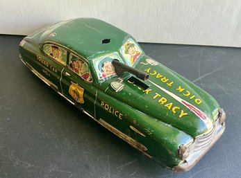 MARX DICK TRACEY #1 TIN LITHO FRICTION DRIVE POLICE CAR 11' L - WORKS-WE CAN SHIP!