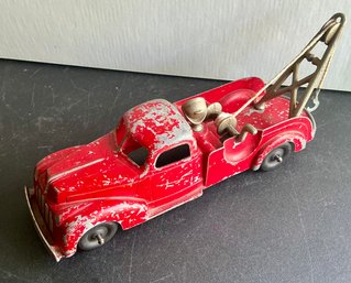 1940S HUBLEY KIDDIE TOY 474 RED WRECKER TOW TRUCK RUBBER WHEELS- WE CAN SHIP!