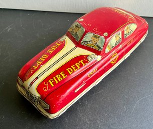 VINTAGE MARX FIRE DEPT. NO. 1 CHIEF TIN LITHO WIND-UP CAR - MADE IN USA-WE CAN SHIP!