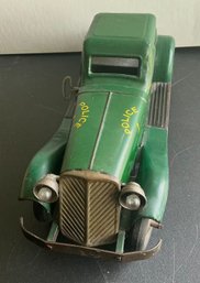 VINTAGE MARX WINDUP SIREN POLICE PATROL CAR 15' GREEN PRESSED STEEL WITH LIGHTS- WORKS- WE CAN SHIP!