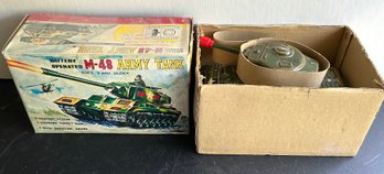 JAPANESE M48 NOMURA TINPLATE ARMY TANK - BOXED - BATT OP-  WE CAN SHIP!