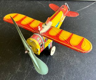 UNIQUE ART SKY RANGERS TIN WIND UP TOY AIRPLANE 1930's- WE CAN SHIP!