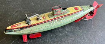 SAN JAPAN SSN 25 UNITED STATES TIN WIND-UP SUBMARINE GUN SUB / BOAT, BATH TOY 10' BOAT-WE CAN SHIP!