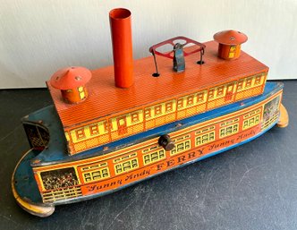 WOLVERINE SUNNY ANDY FERRY BOAT PULL TOY / TIN TOY / TOY BOAT- WE CAN SHIP!